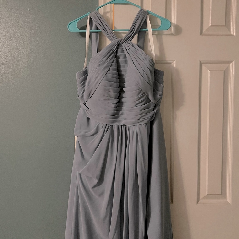 Azazie, Long Bridesmaid dress. Size 14. Color dusty blue!